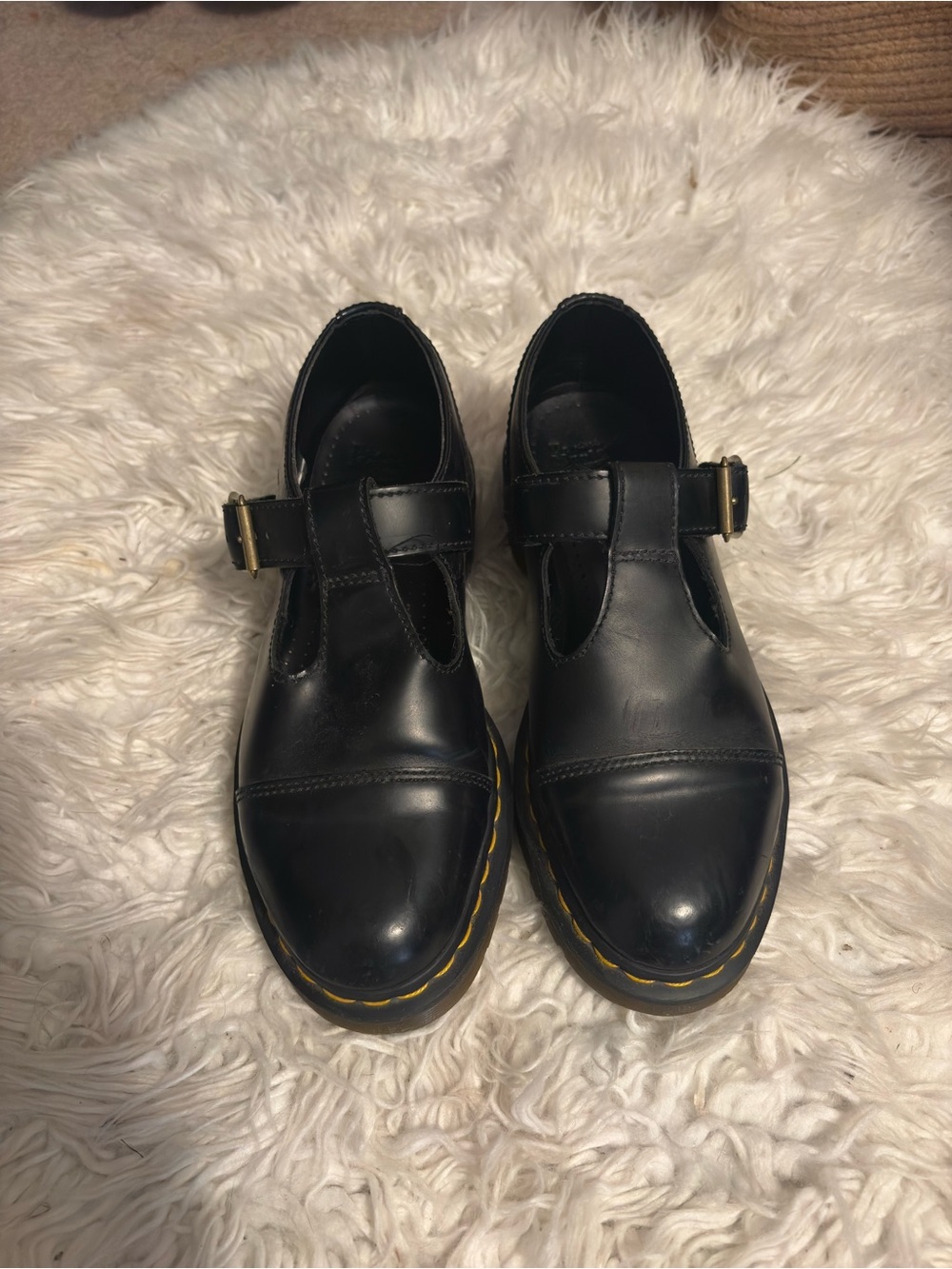 Dr. Martens Black T-Strap Mary Jane Platform Shoes
